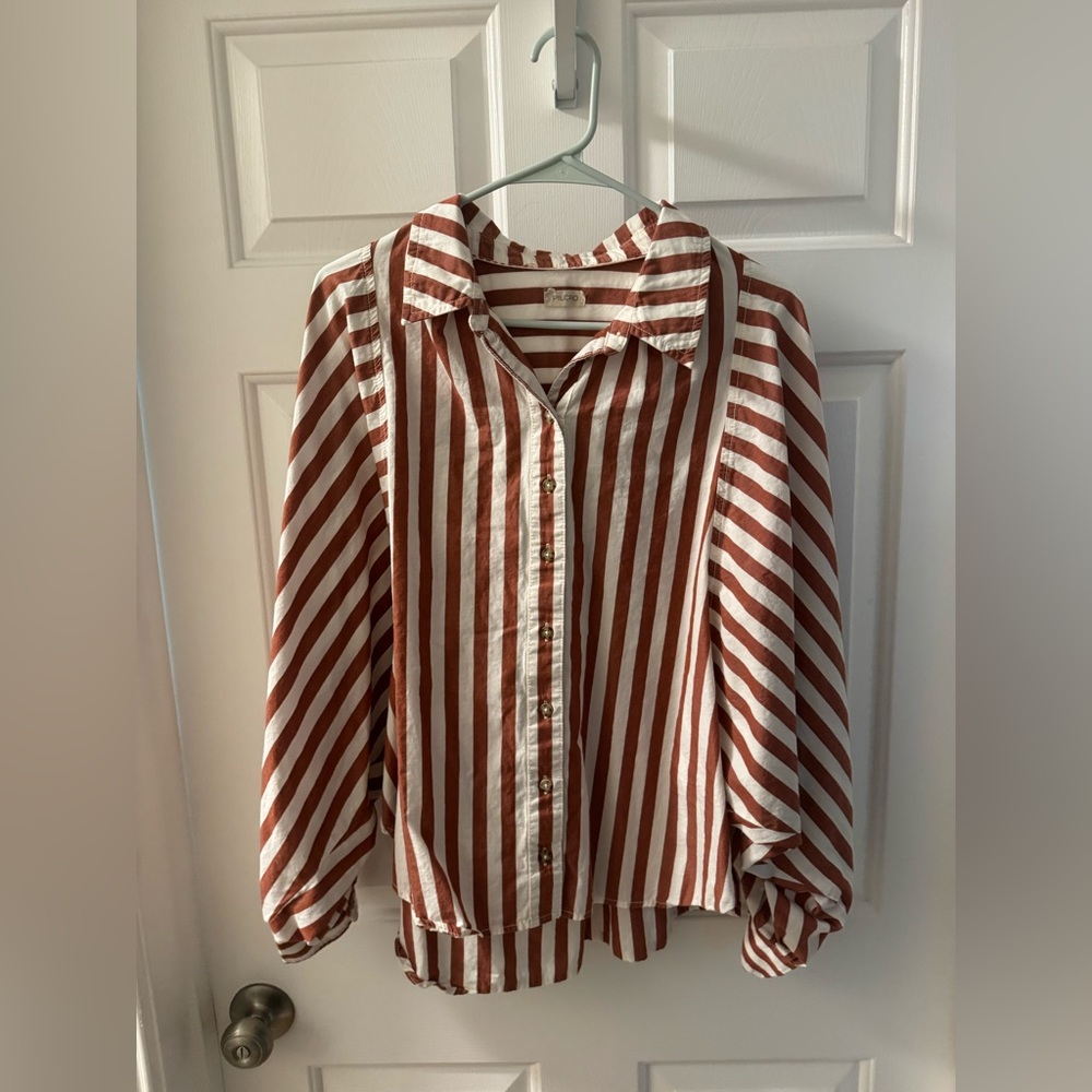 Anthropologie “Bailey Batwing Blouse by Pilcro” in Rust